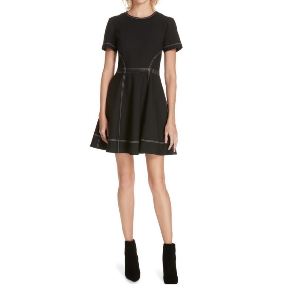 CINQ À SEPT Bryce Contrast Stitch Minidress Black